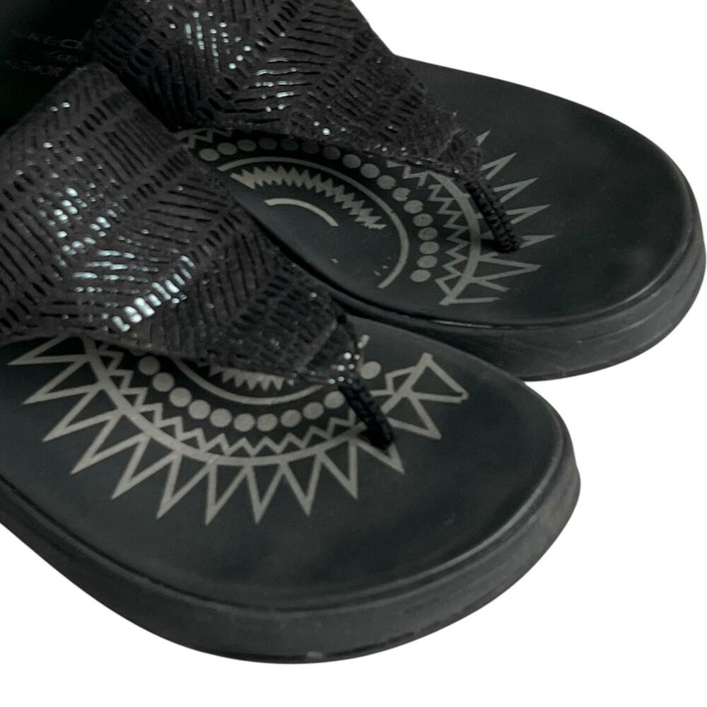 Skechers Retrogrades Sandals Women 10 Black Suede Relaxed Metallic Comfort Shoes - Picture 5 of 14